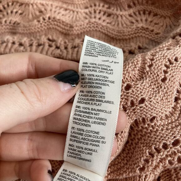 Fat Face Women's Peach Crochet 100% Cotton Tunic Sweater Top Size 14 Coastal - Picture 6 of 10